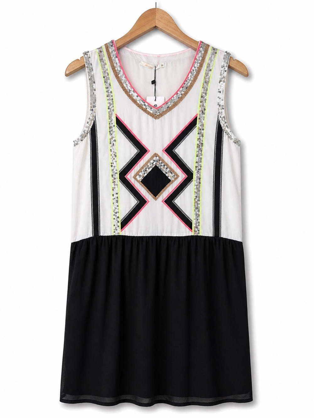 See U Soon | NWT Sleeveless V Neck Retro Tribal Pocket Tunic Dress 2